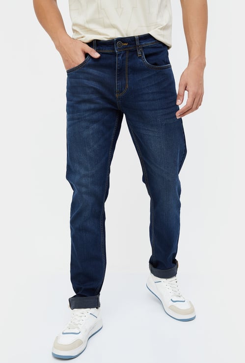 DENIMIZE Men Whiskered Slim Tapered Jeans