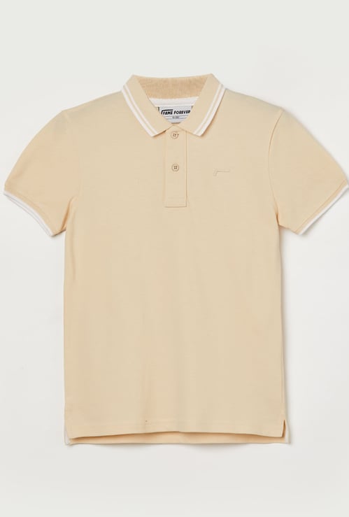 FAME FOREVER Boys Contrast Trim Polo T-shirt