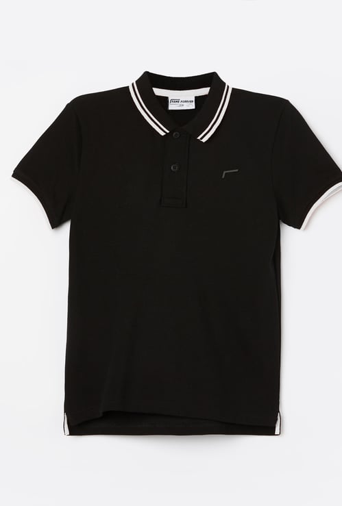 FAME FOREVER Boys Contrast Trim Polo T-shirt