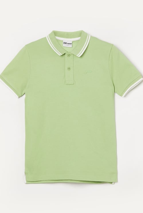 FAME FOREVER Boys Contrast Trim Polo T-shirt