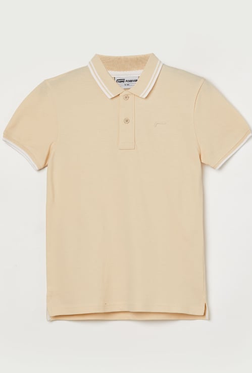 FAME FOREVER Boys Contrast Trim Polo T-shirt