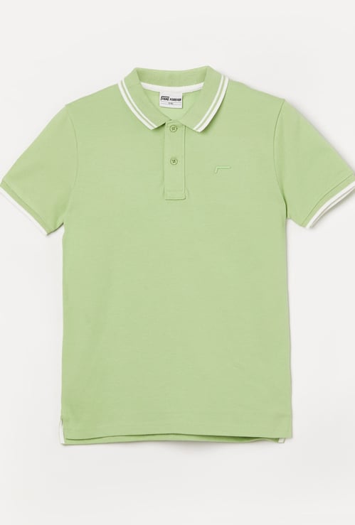 FAME FOREVER Boys Contrast Trim Polo T-shirt