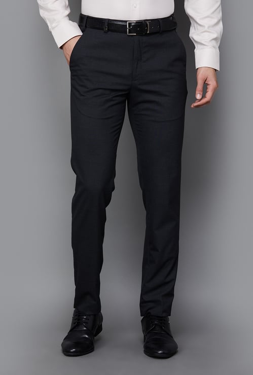 PARK AVENUE Men Solid Super Slim Formal Trousers