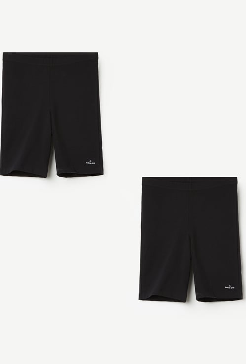 JOCKEY Girls Solid Cycling Shorts - Pack of 2