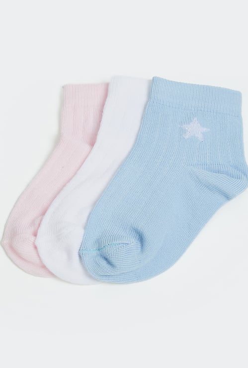 FAME FOREVER Girls Solid Ankle Length Socks - Pack of 3
