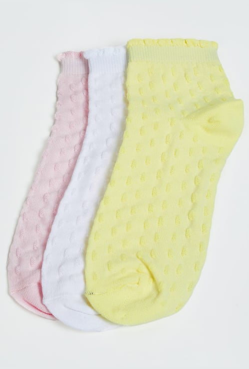 FAME FOREVER Girls Textured Socks - Pack of 3
