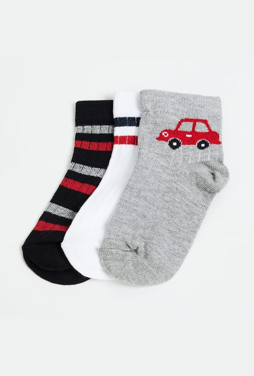 FAME FOREVER Boys Assorted Ankle Length Socks - Pack of 3