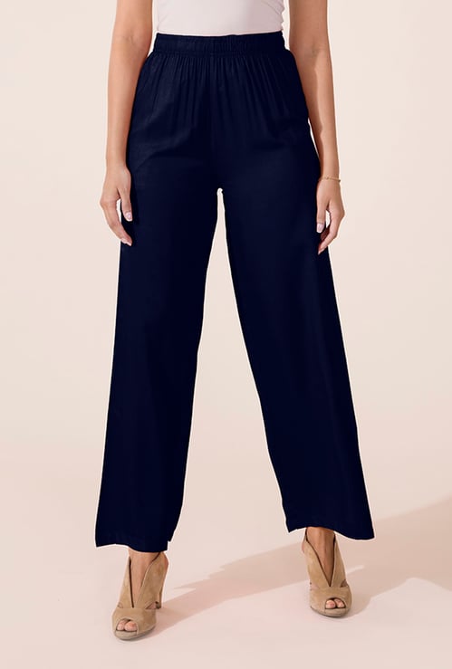 GO COLORS Women Solid Palazzos