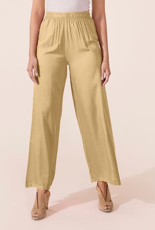 GO COLORS Women Solid Palazzos
