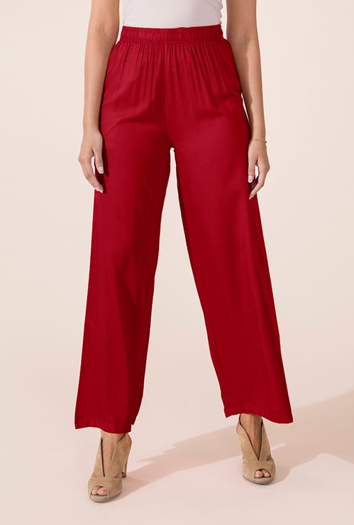 GO COLORS Women Solid Palazzos