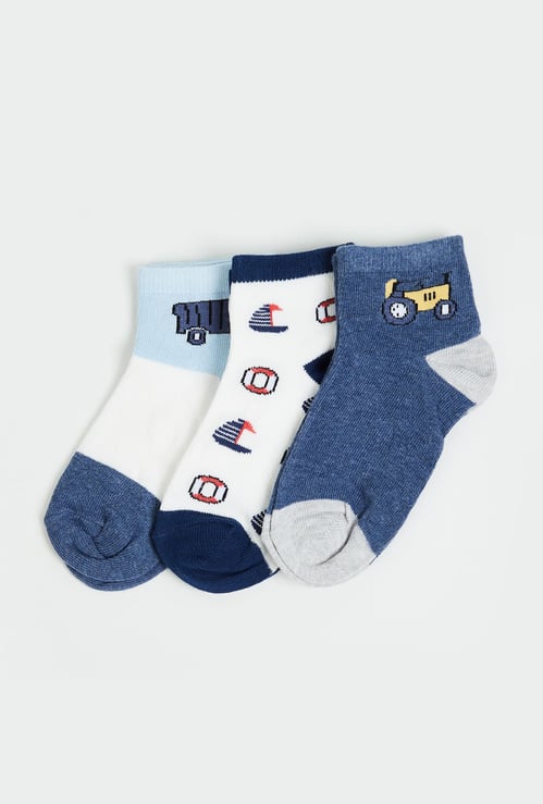 FAME FOREVER Boys Knitted Ankle-Length Socks - Pack of 3