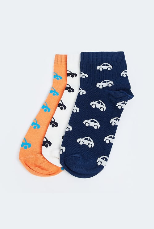FAME FOREVER Boys Printed Ankle-Length Socks - Pack of 3