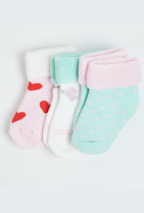 FAME FOREVER Girls Woven Ankle-Length Socks - Pack of 3
