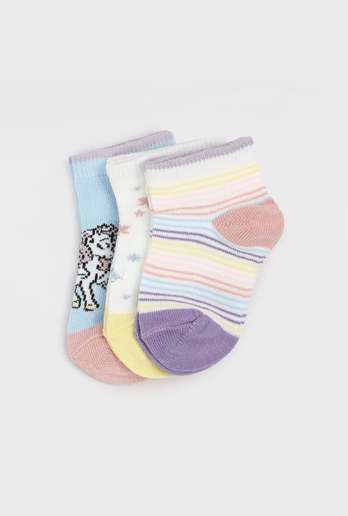 FAME FOREVER Assorted Ankle Length Socks - Pack of 3