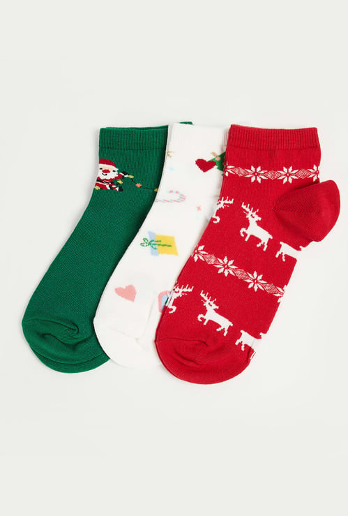 FAME FOREVER Knitted Ankle-Length Socks - Pack of 3