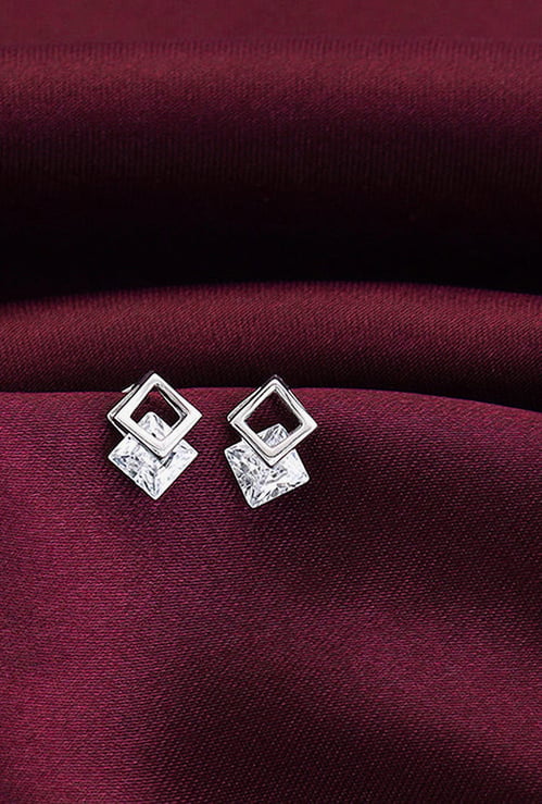 GIVA Sterling Silver Quadrangle Stud Earrings