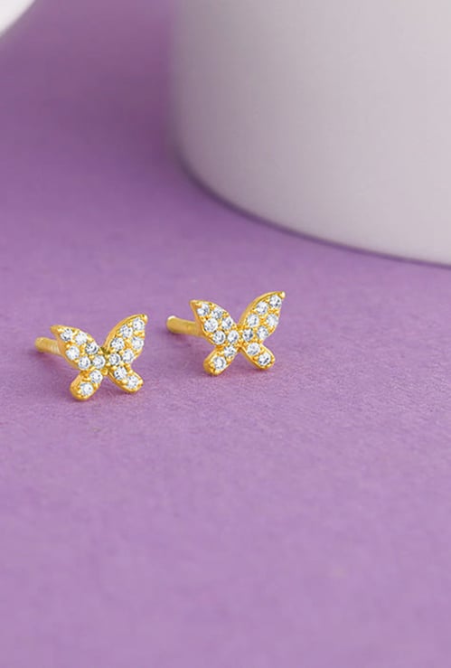 GIVA Butterfly Embellished Sterling Silver Studs