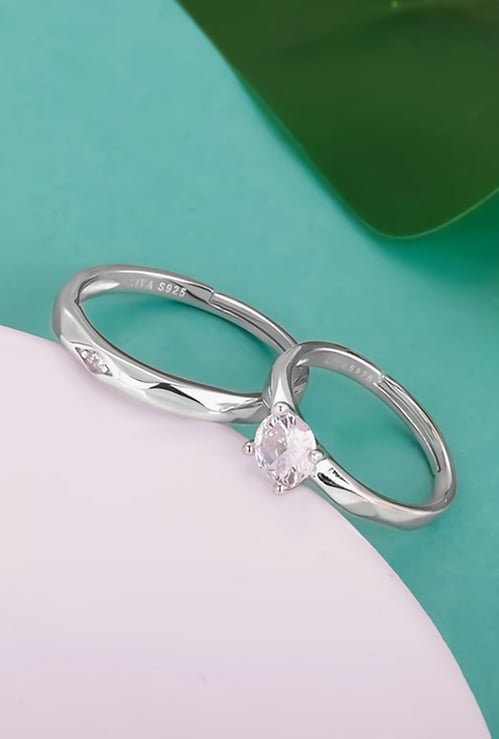 GIVA Sterling Silver Rhomb Couple Band Finger Rings