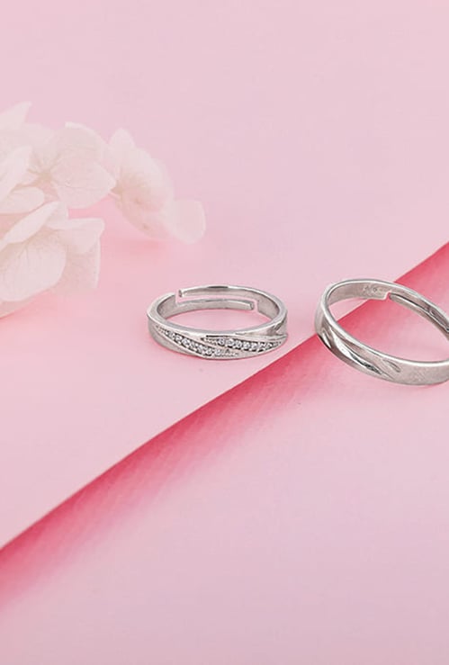 GIVA Anushka Sharma Sterling Silver Vintage Couple Finger Rings