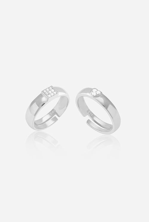 GIVA Sterling Silver Shining Love Couple Finger Rings