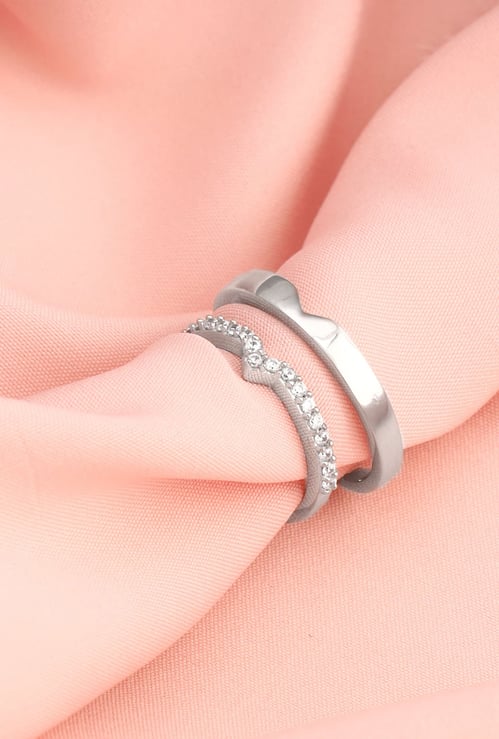 GIVA Sterling Silver Cupid Arrow Couple Bands Finger Rings