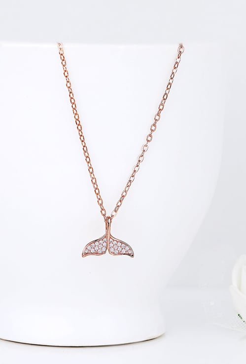 GIVA Sterling Silver Dolphin Tail Necklace With Link Chain