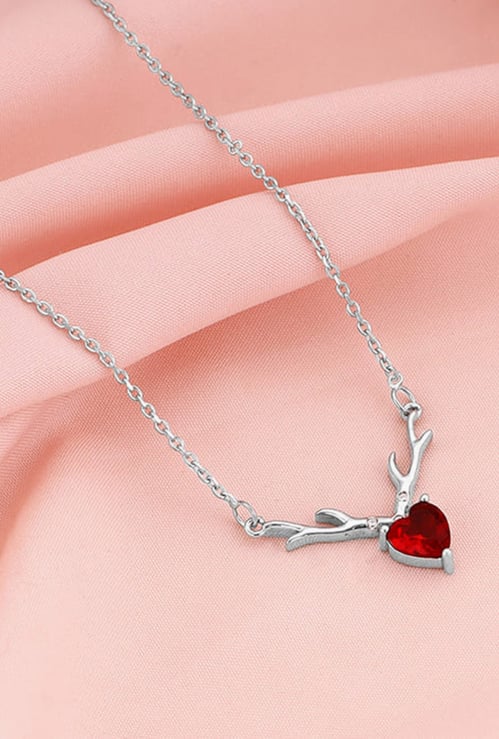 GIVA Sterling Silver Deer Hear Chain with Pendant