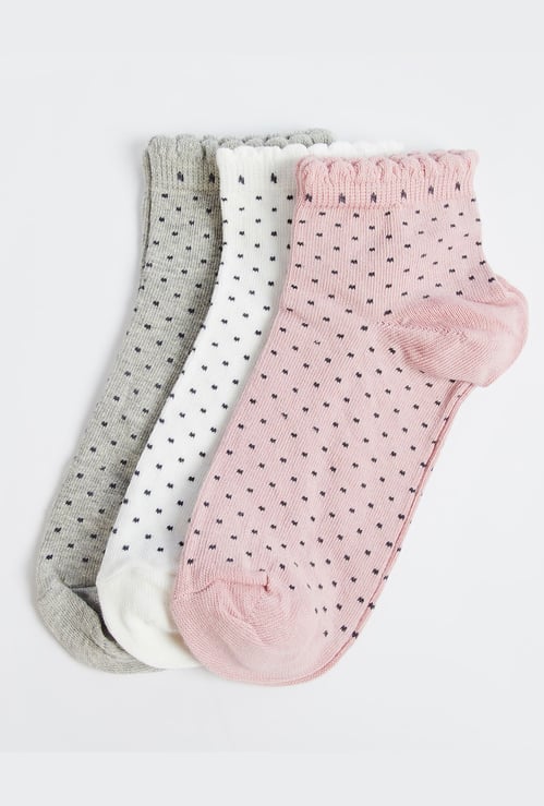 GINGER Women Polka Dot Printed Ankle Length Socks - Pack of 3