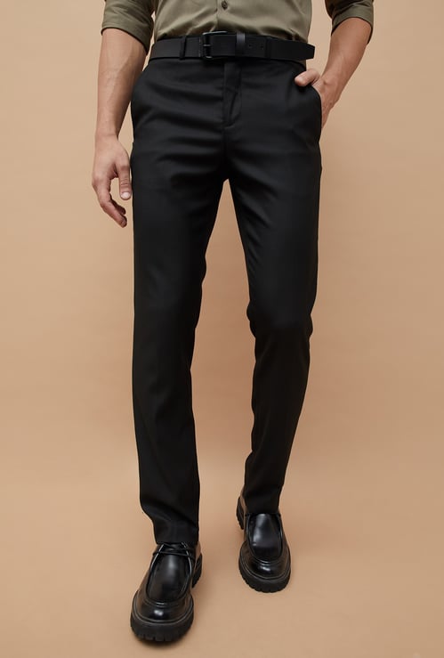 CODE Textured Slim Tapered Formal Trousers