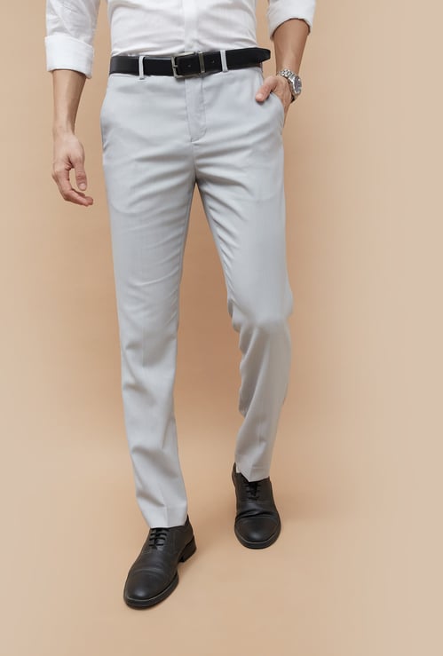 CODE Textured Slim Tapered Formal Trousers