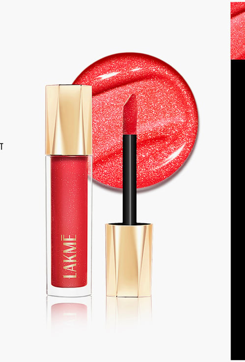 LAKME Glitterati Lip Glaze  - 101 Scarlet Spritzer - 5ml