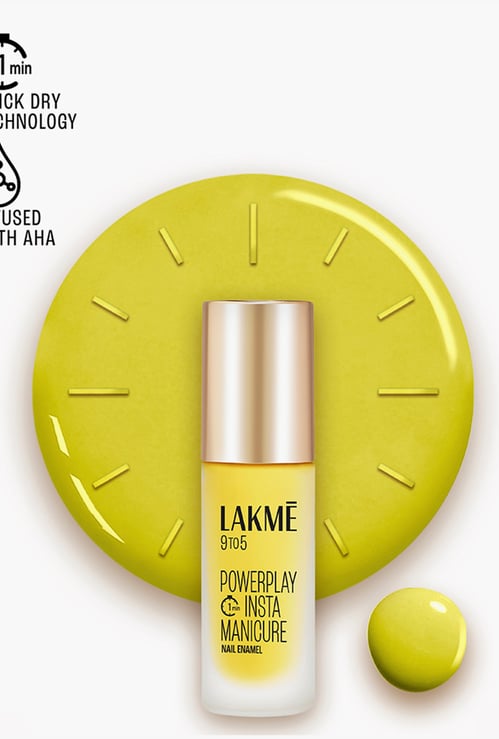 LAKME 9 to 5 Powerplay Insta Manicure Nail Enamel - Lemon Burst - 6ml