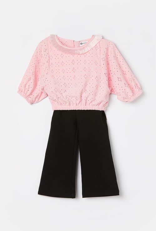 PEPPERMINT Schiffli Embroidered Top with Trousers