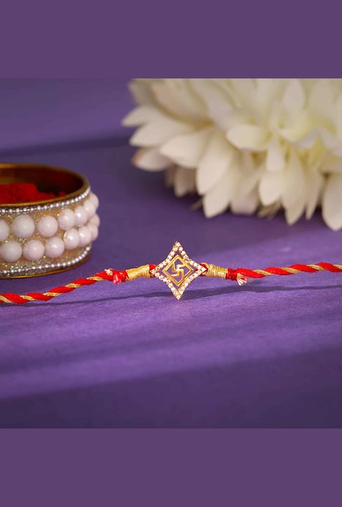 GIVA Sterling Silver Swastik Rakhi Gift Set