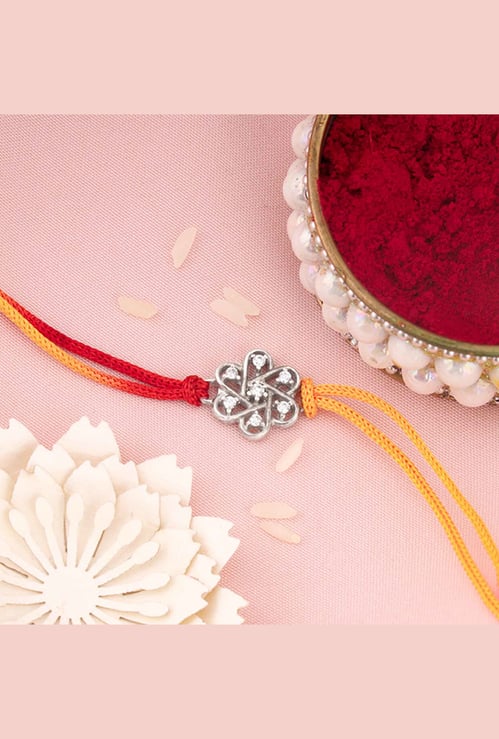 GIVA Sterling Silver Floral Rakhi Gift Set