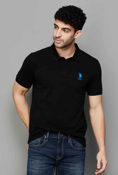 US POLO ASSN Solid Regular Fit Polo T-shirt