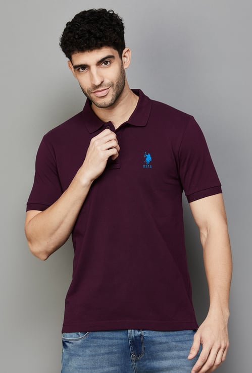 US POLO ASSN Solid Regular Fit Polo T-shirt