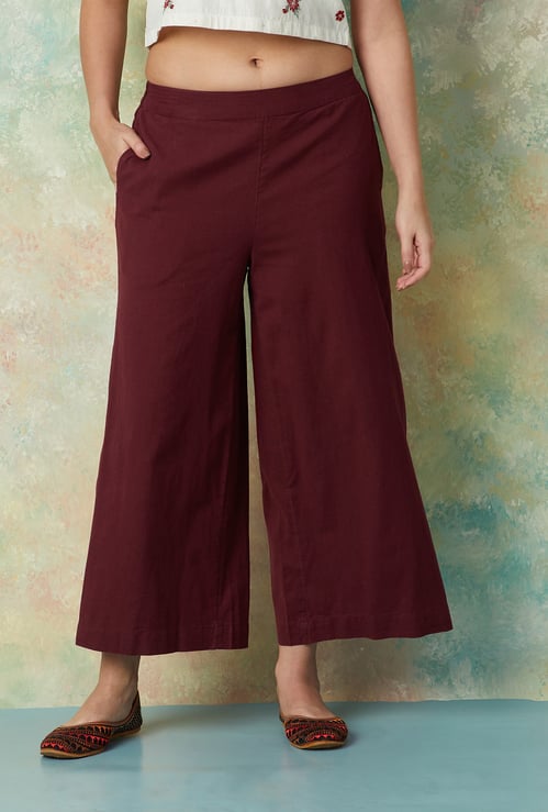 MELANGE Solid Wide Leg Culottes