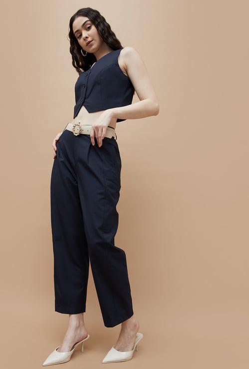 GINGER Striped Pleated Trousers