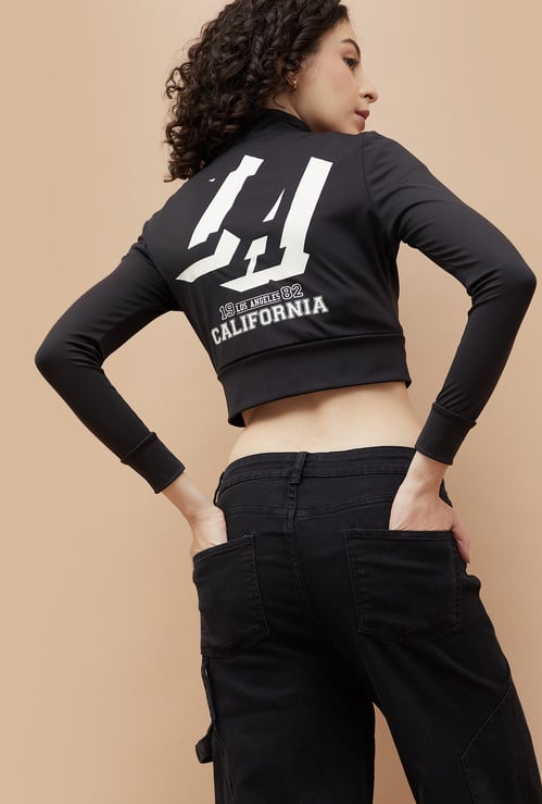 GINGER Back Print Crop Sweatshirt