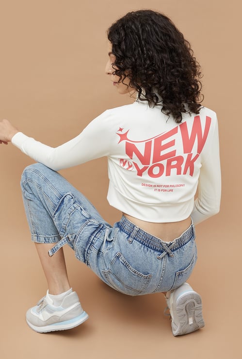 GINGER Back Print Crop Sweatshirt