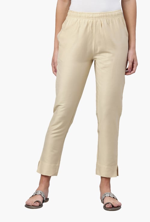 GO COLORS Solid Tapered Fit Metallic Pants