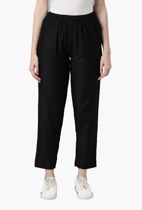 GO COLORS Solid Tapered Fit Metallic Pants