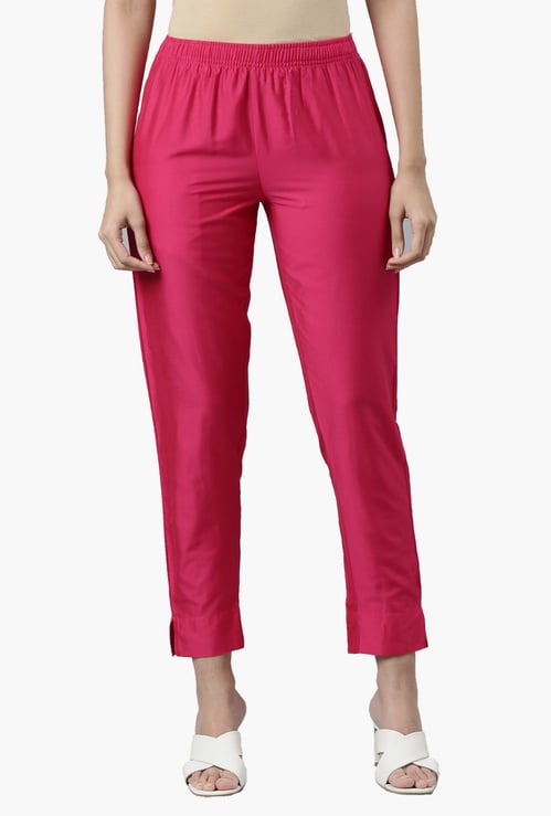 GO COLORS Solid Tapered Fit Metallic Pants