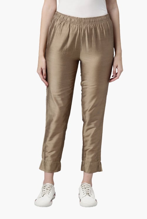 GO COLORS Solid Tapered Fit Straight Pants