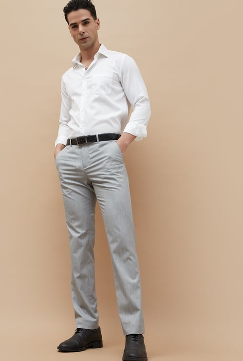 CODE Textured Slim Tapered Formal Trousers