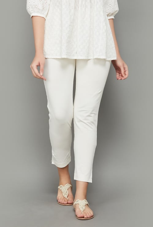 GO COLORS Solid Straight Pants