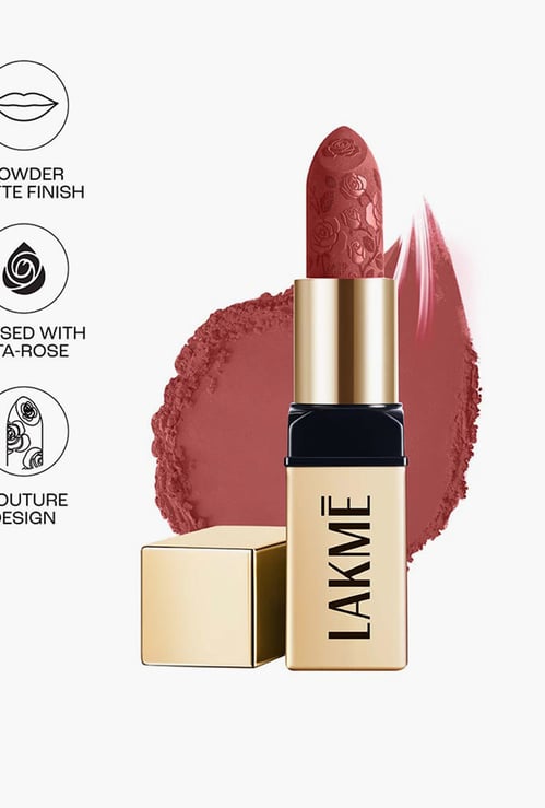 LAKME Rouge Bloom Powder Matte Bullet Lipstick - 201 Nude Nectar - 4gm