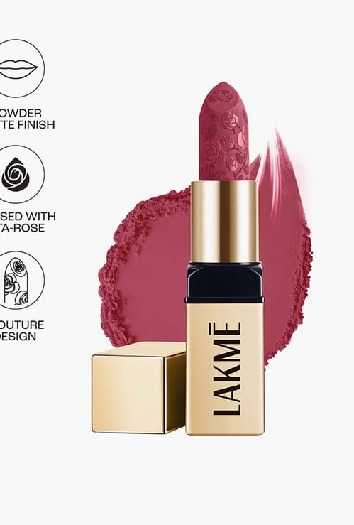 LAKME Rouge Bloom Powder Matte Bullet Lipstick - 202 Pink Poppy - 4gm