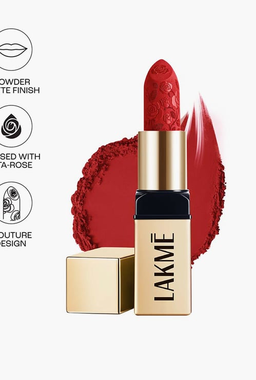 LAKME Rouge Bloom Powder Matte Bullet Lipstick - 209 Scarlet Rose - 4g